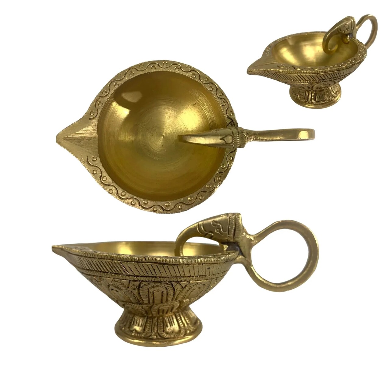Elephant Brass Diya Deepam Vilakku Samai Oil Lamp Home Pooja Room Diwali Decorations Mandir Temple Akhand Diya Indian Traditional Hindu Puja Religious Deepawali Return Gift Item